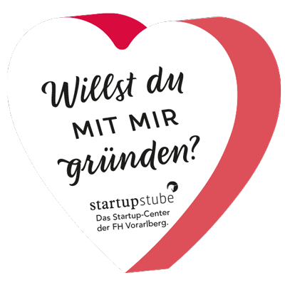 Willst du mit mir Gründen? Sticker / Aufkleber Serie für dei Startupstube der Fachhochschule Vorarlberg von Simone Angerer.